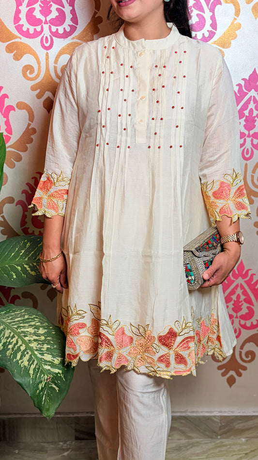"JASMINE"- Ivory Floral Embroidered Co-ord Set