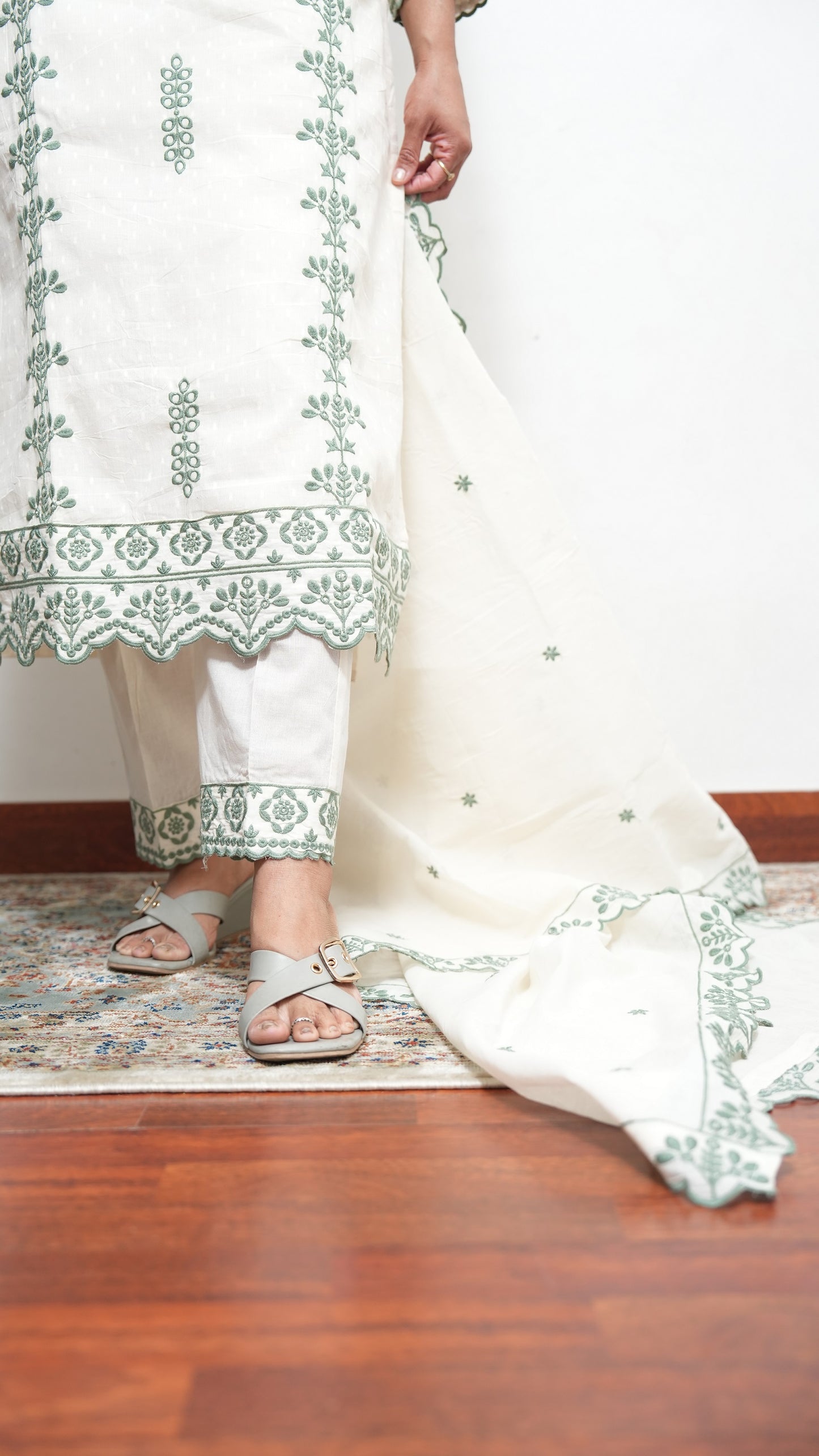 "MEHER" - Offwhite Suit set with Dupatta