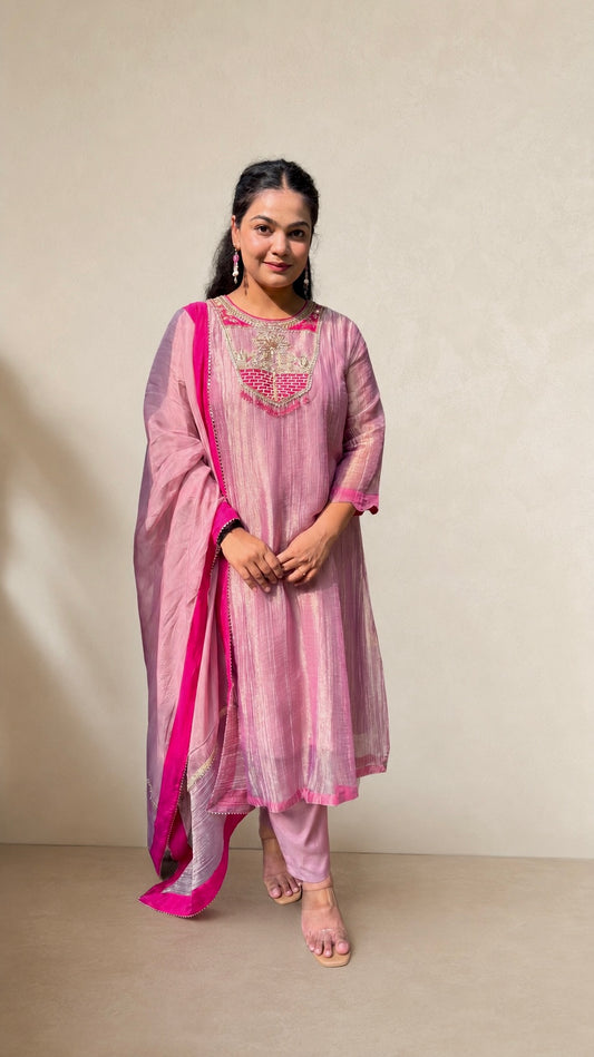 "VIRASAT"- Blush Rose Pink Luxe Suit Set