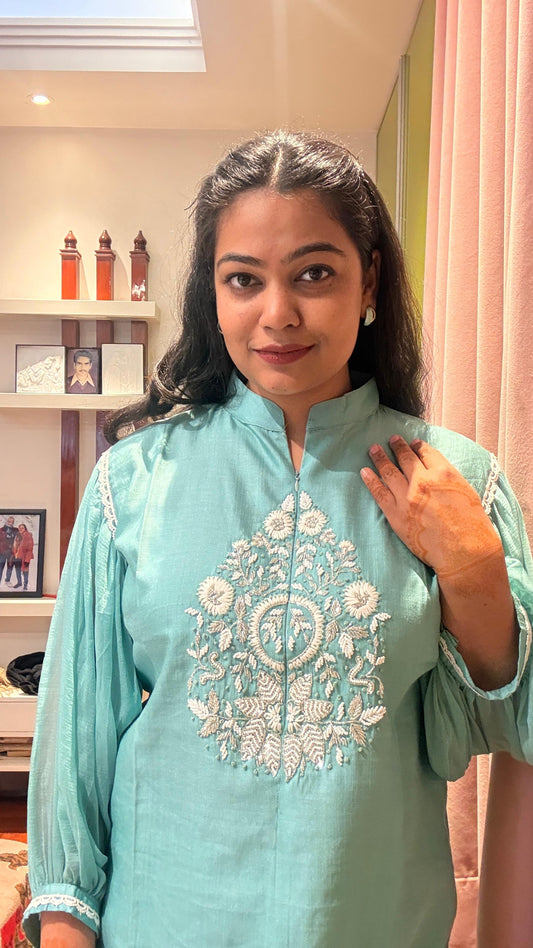 "SANVI"- Turquoise Blue CO-ord Set