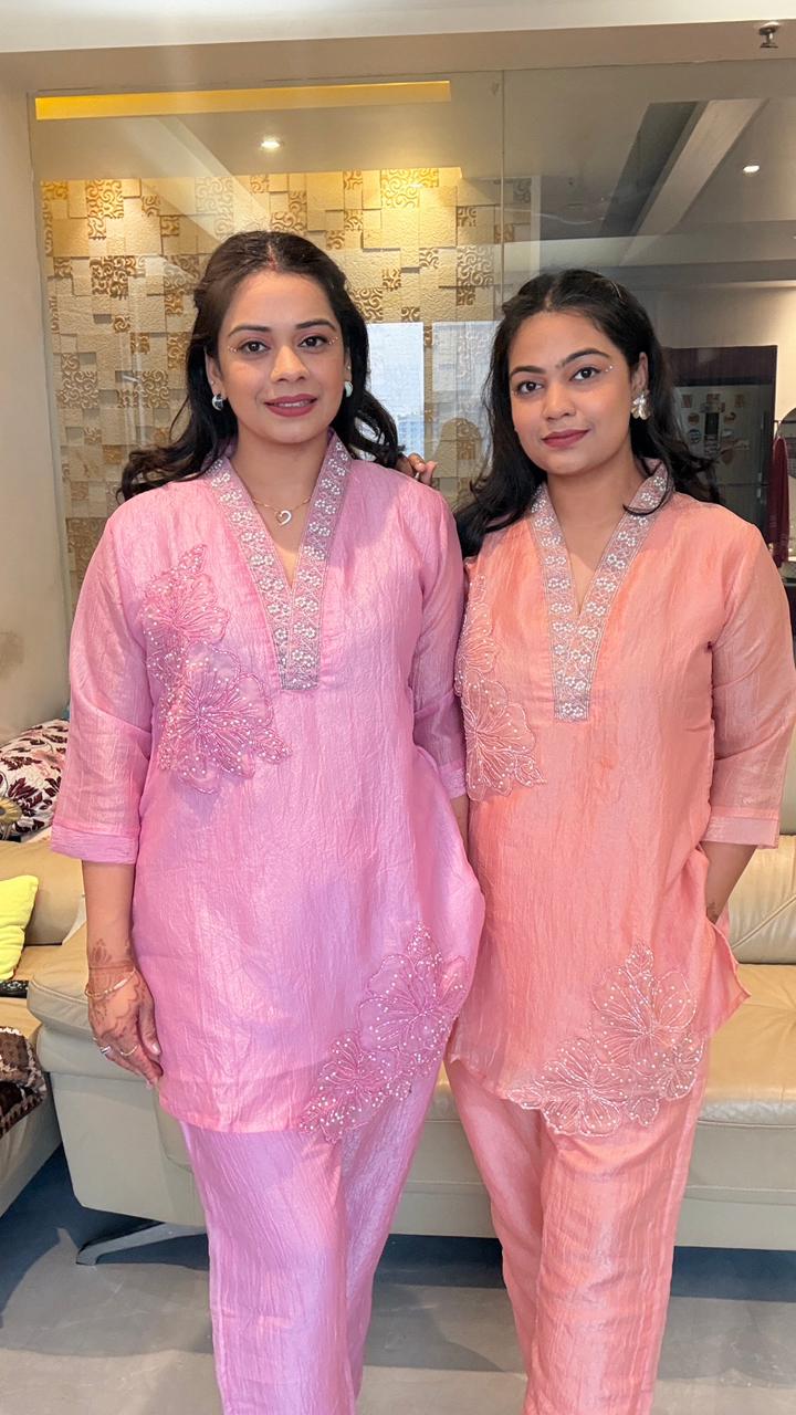 "KAYRA"- Peach Patchwork Co-ord Set