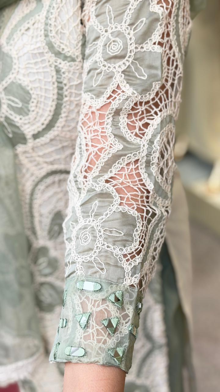 Mint Sage Green Crochet Suit Set