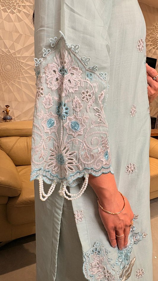 "ELARA"- Powder Blue Pakistani Suit Set