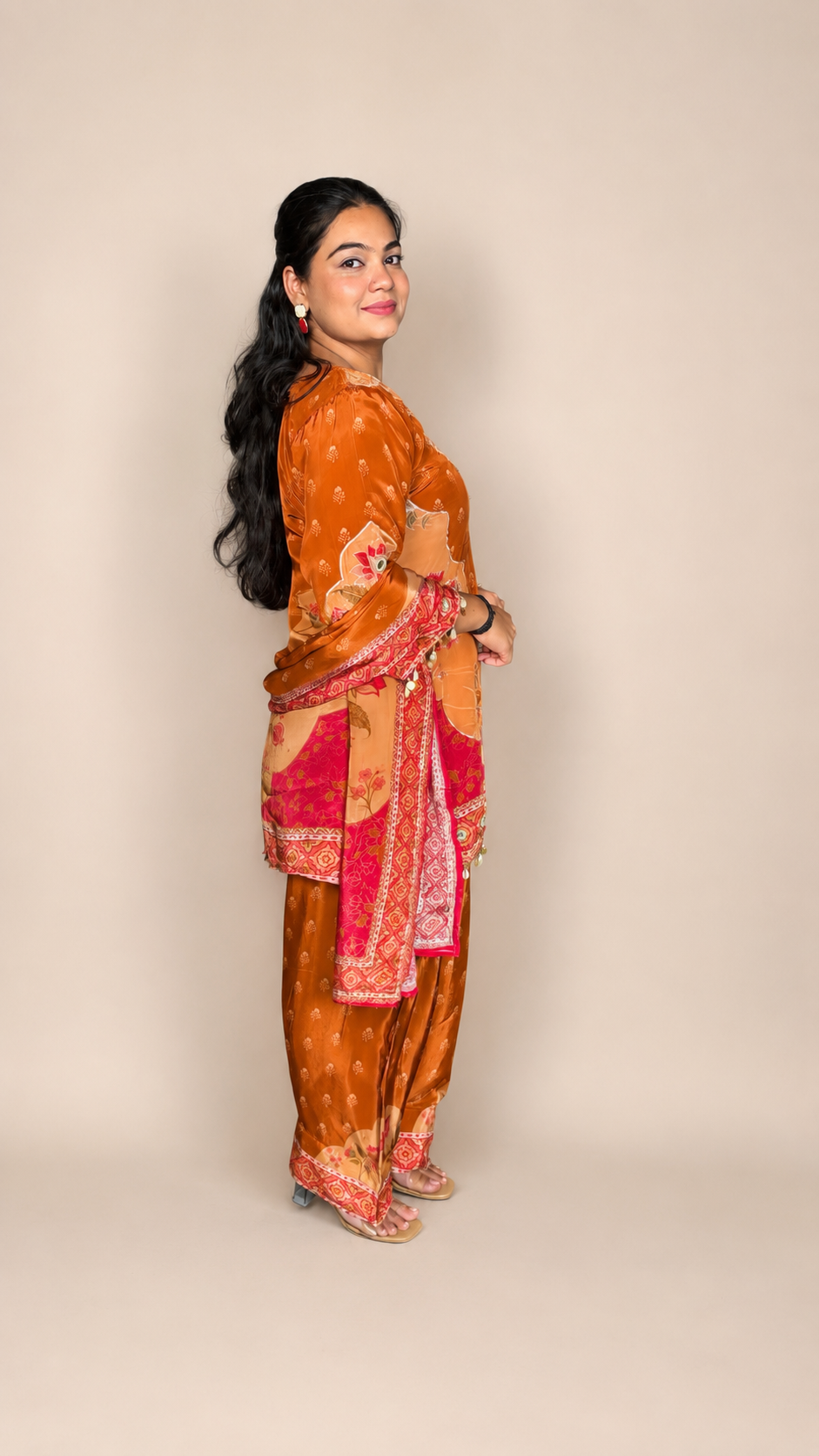 "MRINAL"- Amber Rust Heritage Farshi Luxe Suit Set