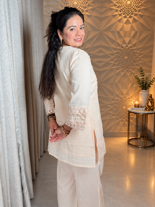 "LIVIA" - Floral Embroidery Lace Co-Ord Set