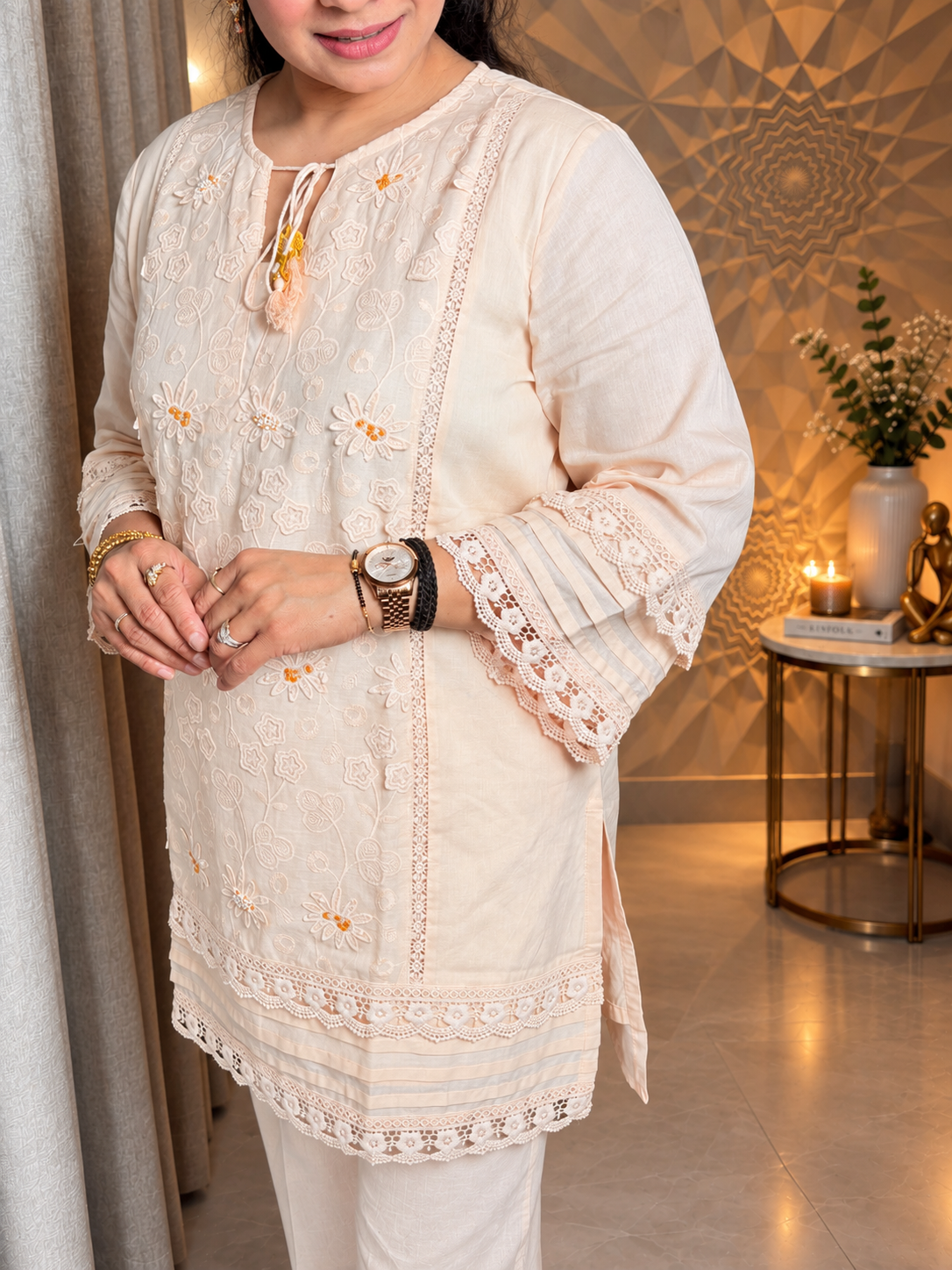 "LIVIA" - Floral Embroidery Lace Co-Ord Set