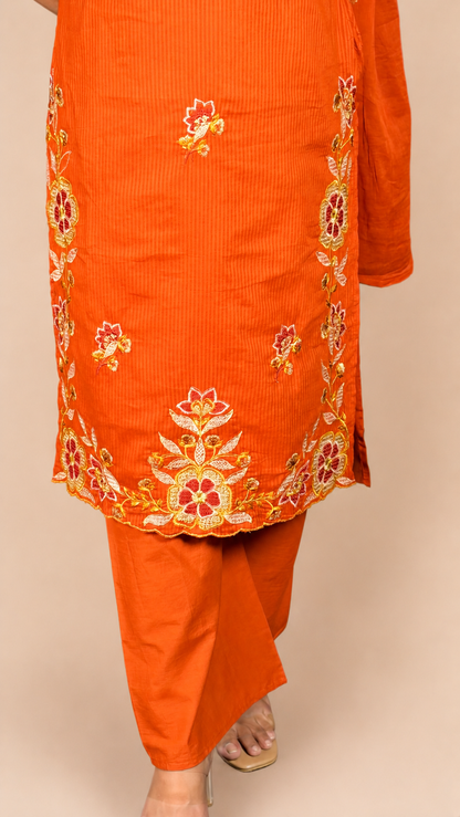 "BAANI"- Floral Embroidered Three Piece Suit Set