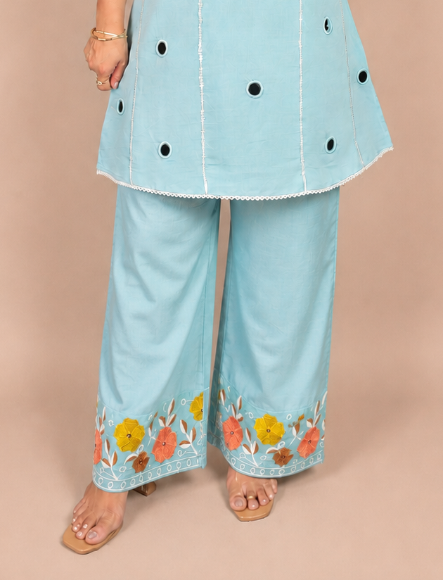 "SOFIA"- Mirror Work with Applique Embroidery Co-ord Set