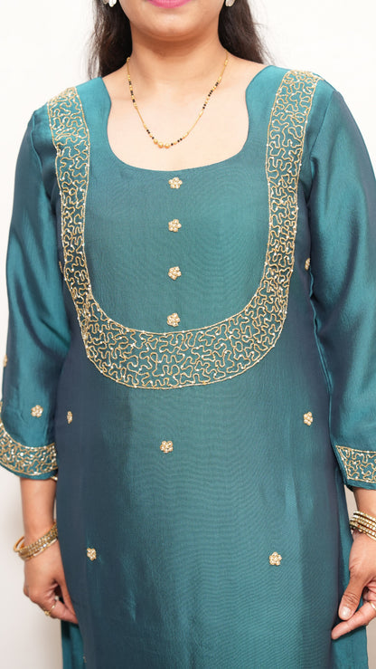 "RIVA" - Teal Suit set with Dupatta