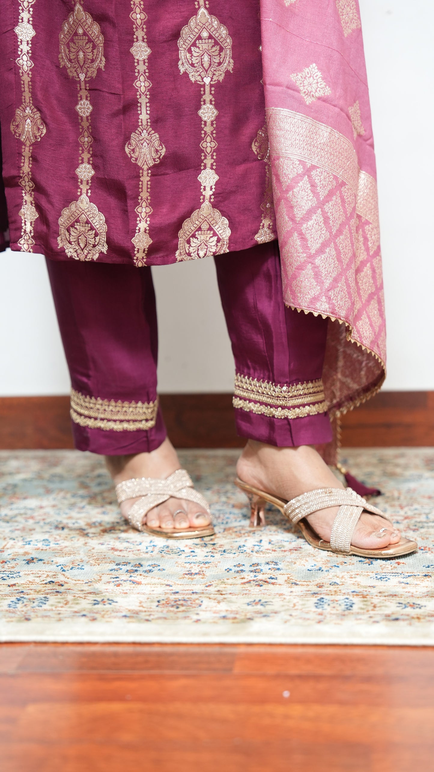 "ZEENAT" - Wine Suit set with Dupatta