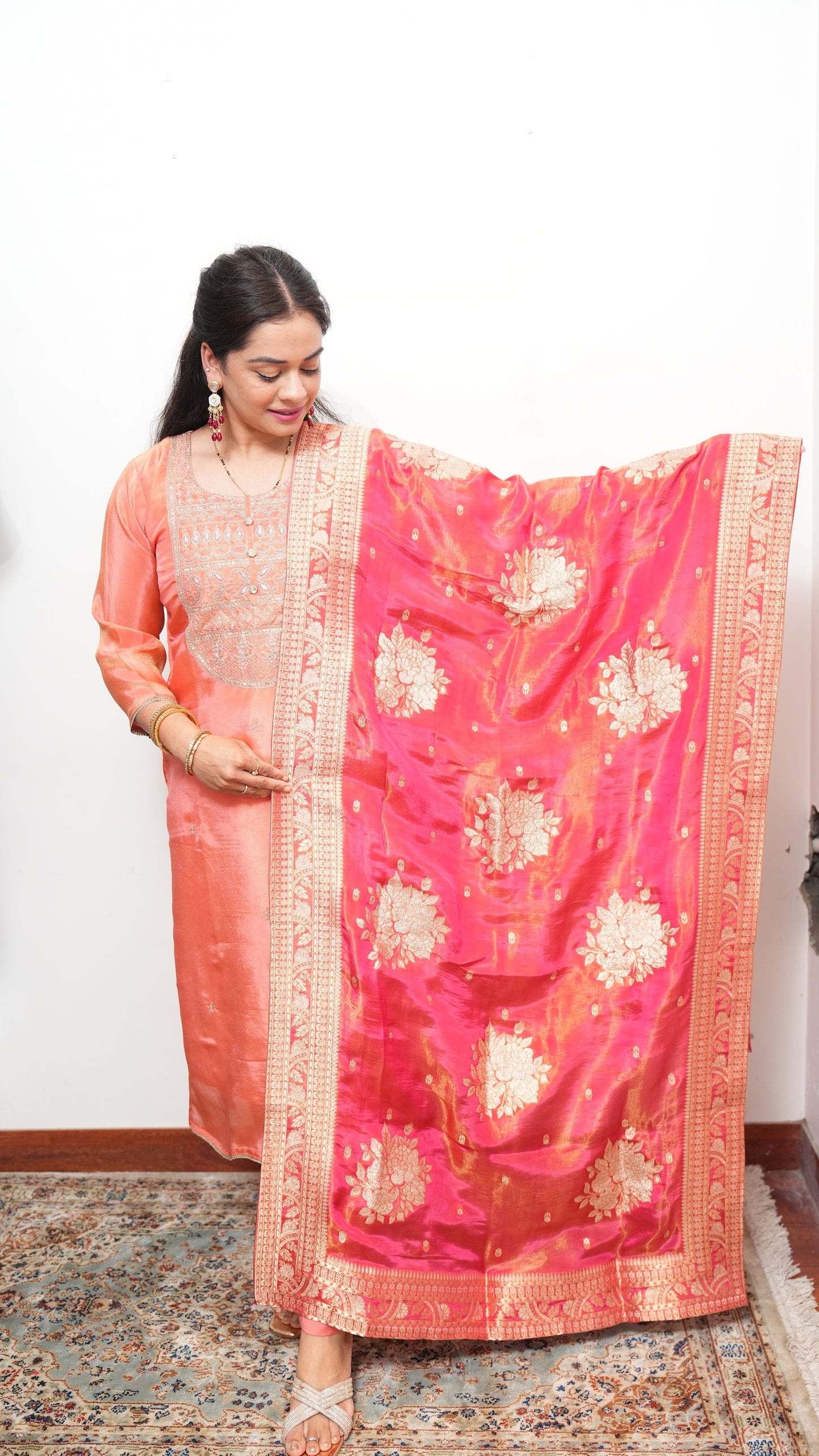 "NOOR" - Peach Suit Set with heavy Dupatta