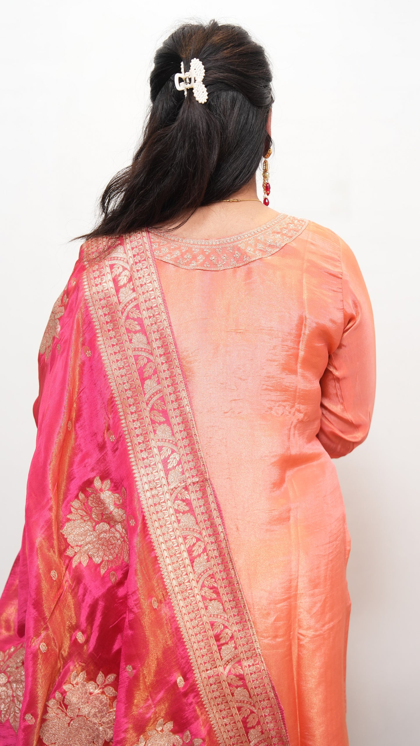 "NOOR" - Peach Suit Set with heavy Dupatta