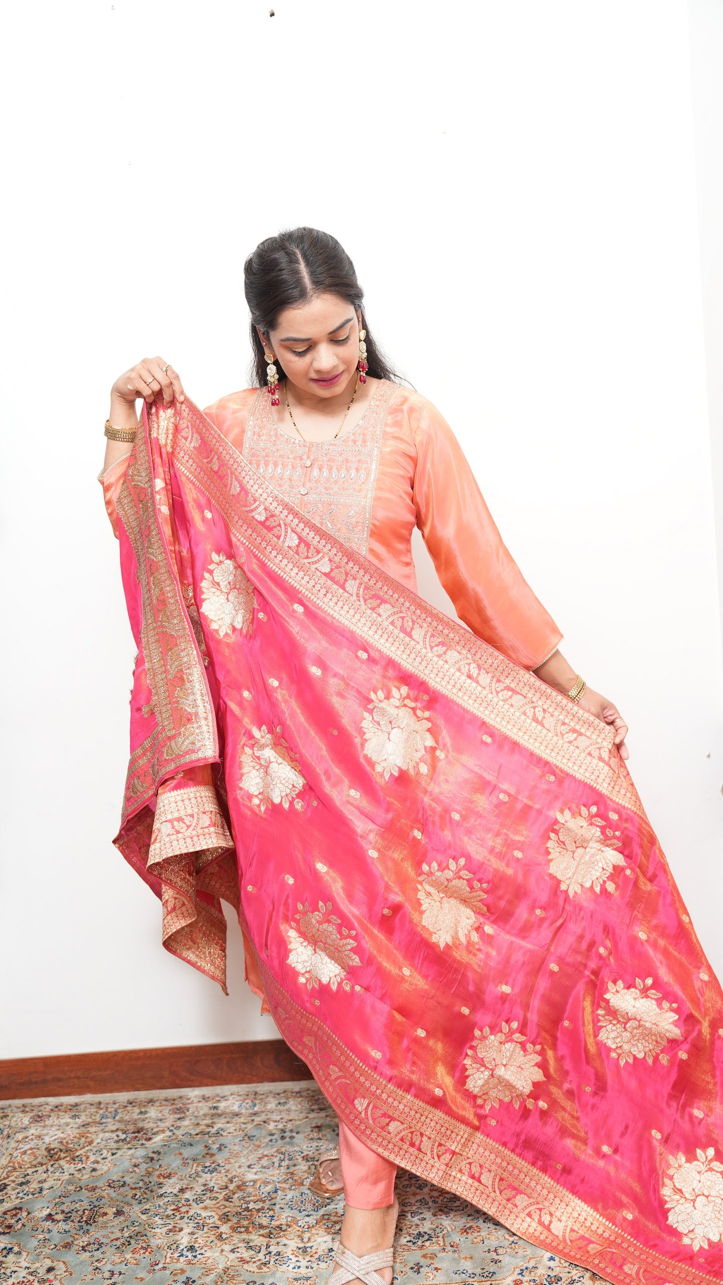 "NOOR" - Peach Suit Set with heavy Dupatta