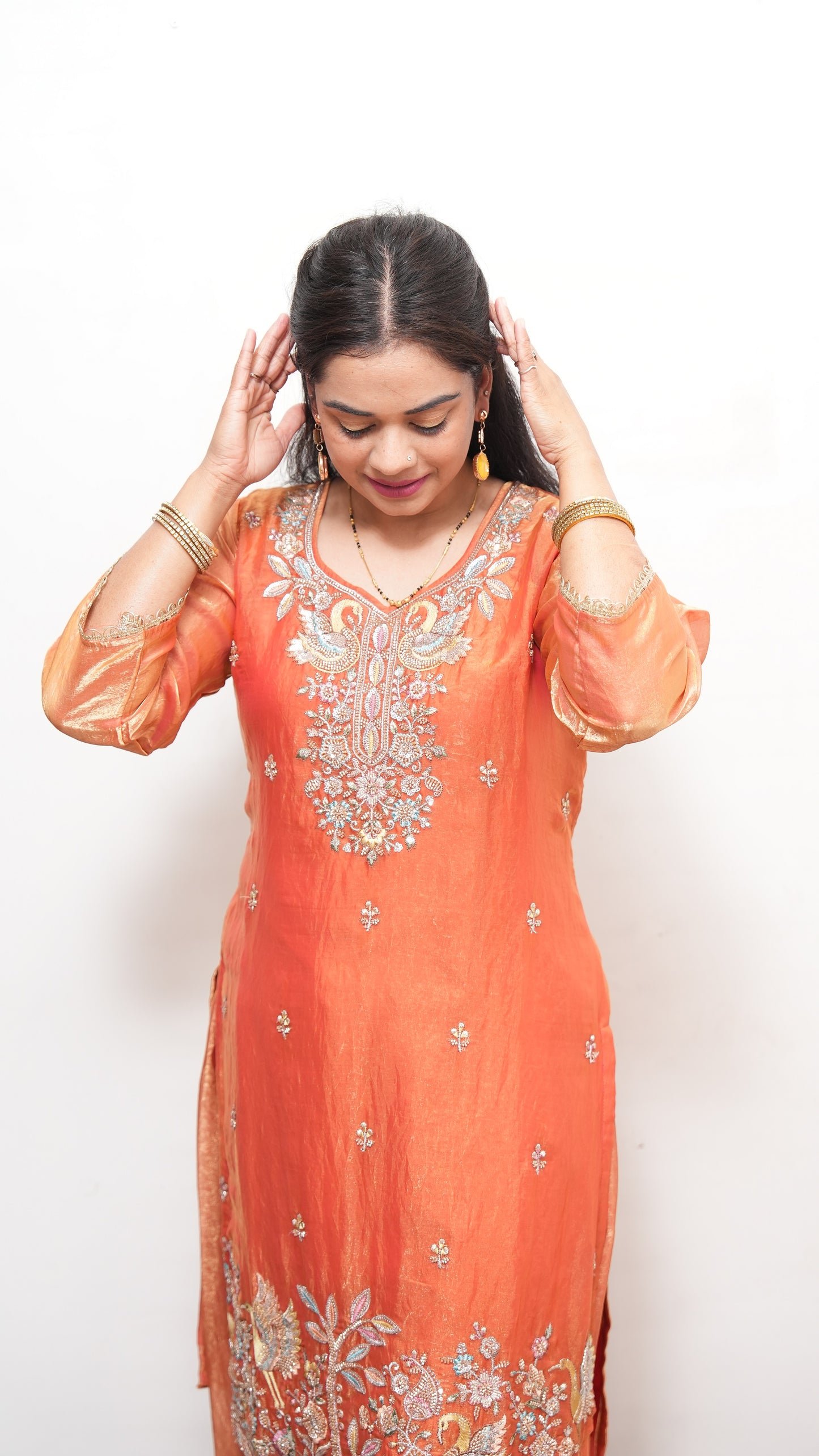 "AMEERA" - Orange suit set with Dupatta