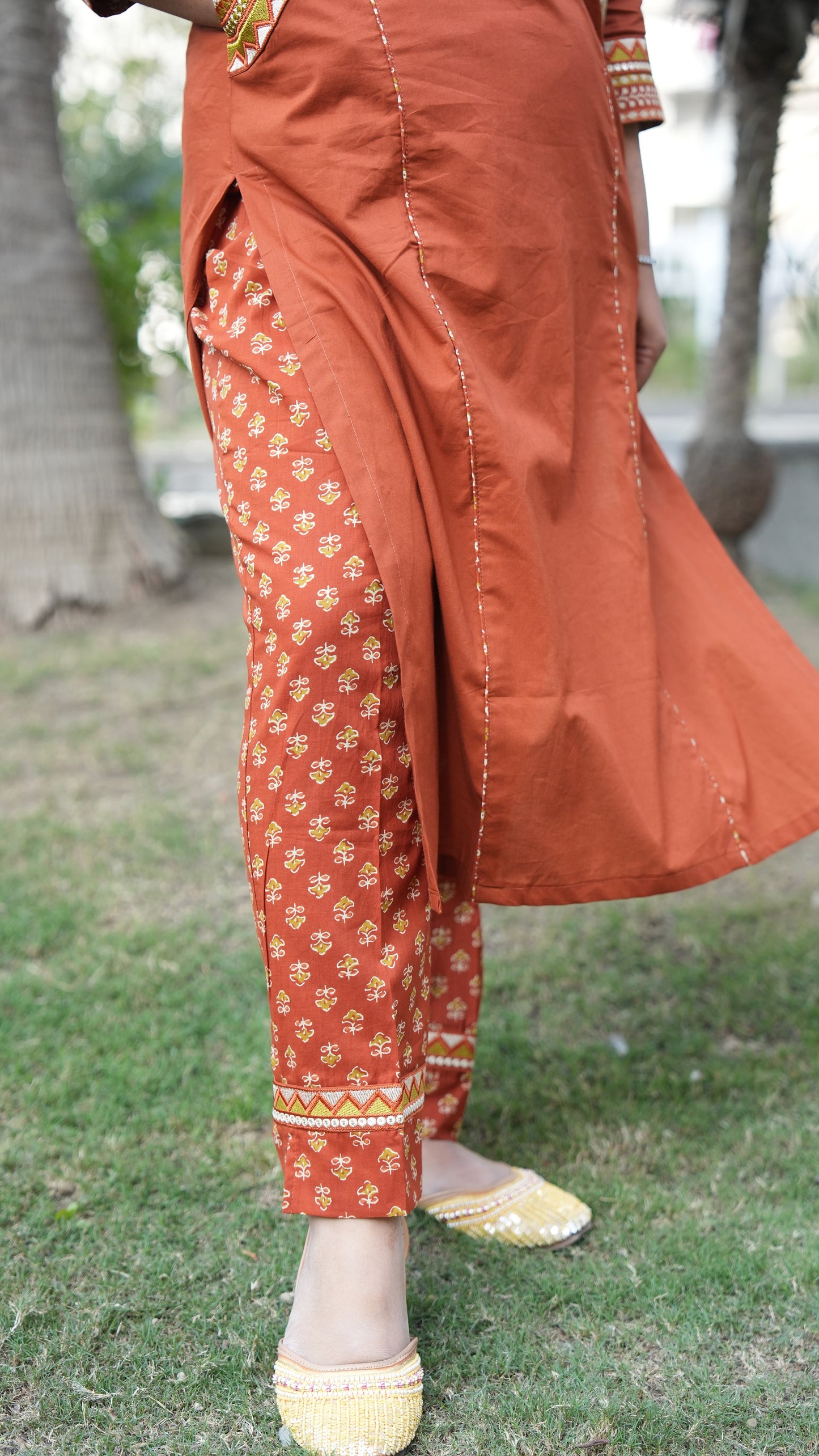 "ZEHRA" - Rust Suit set with Dupatta