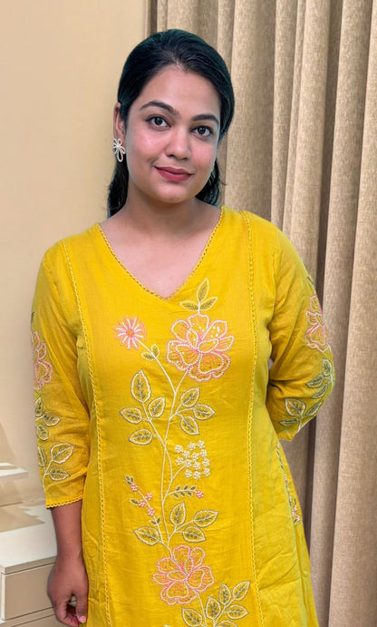 "AVNI "- Sunshine Floral Embroidered Suit Set with Dupatta
