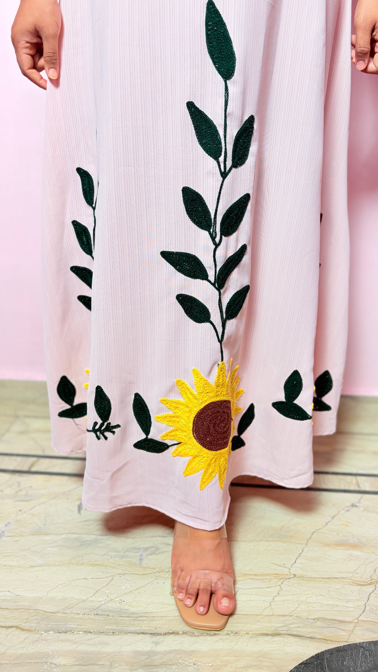 "POPPY" -Blush Pink Sunflower Dress