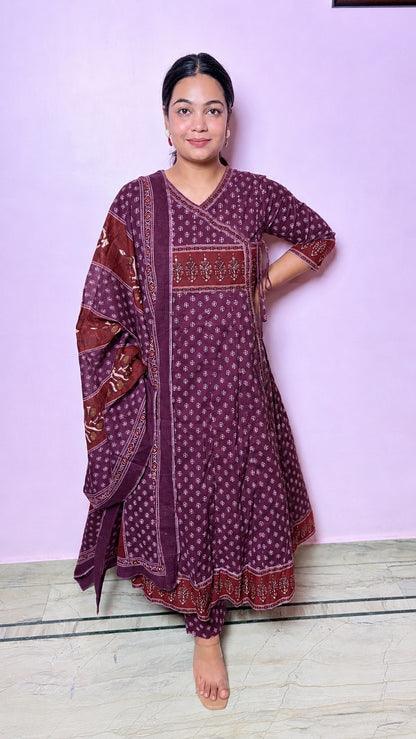 "ORCHID" -Wine Purple Angrakha Style Suit Set