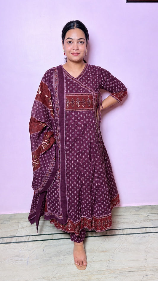 "ORCHID" -Wine Purple Angrakha Style Suit Set