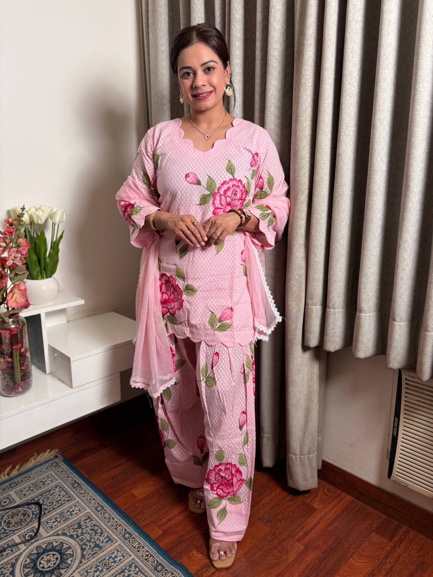 "RASMIA" -Blush Rose Farshi Set with Dupatta