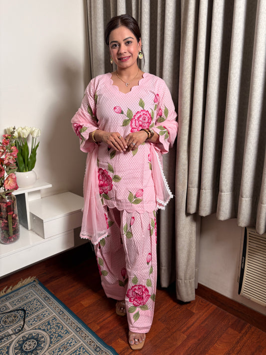 "RASMIA" -Blush Rose Farshi Set with Dupatta