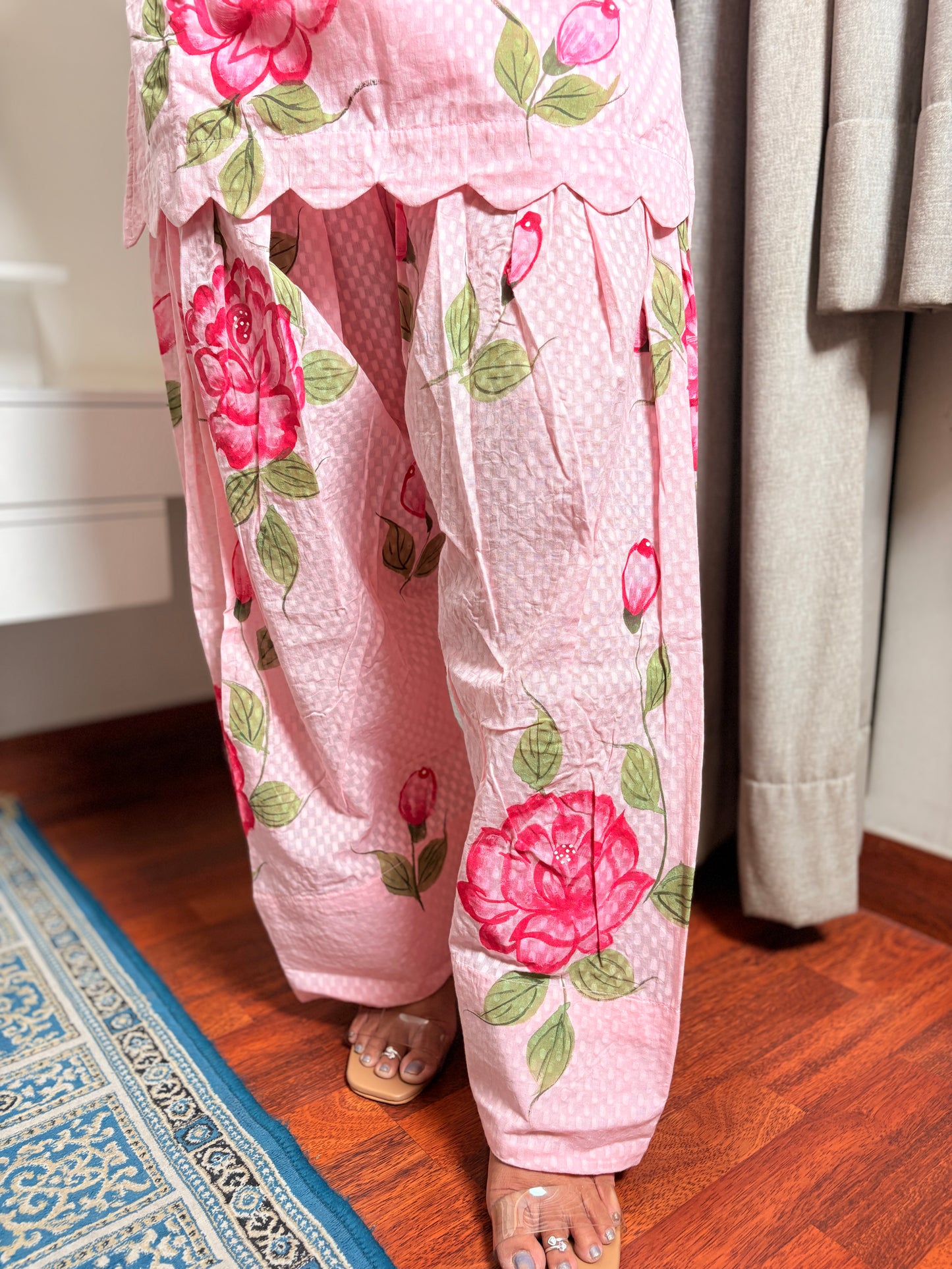 "RASMIA" -Blush Rose Farshi Set with Dupatta