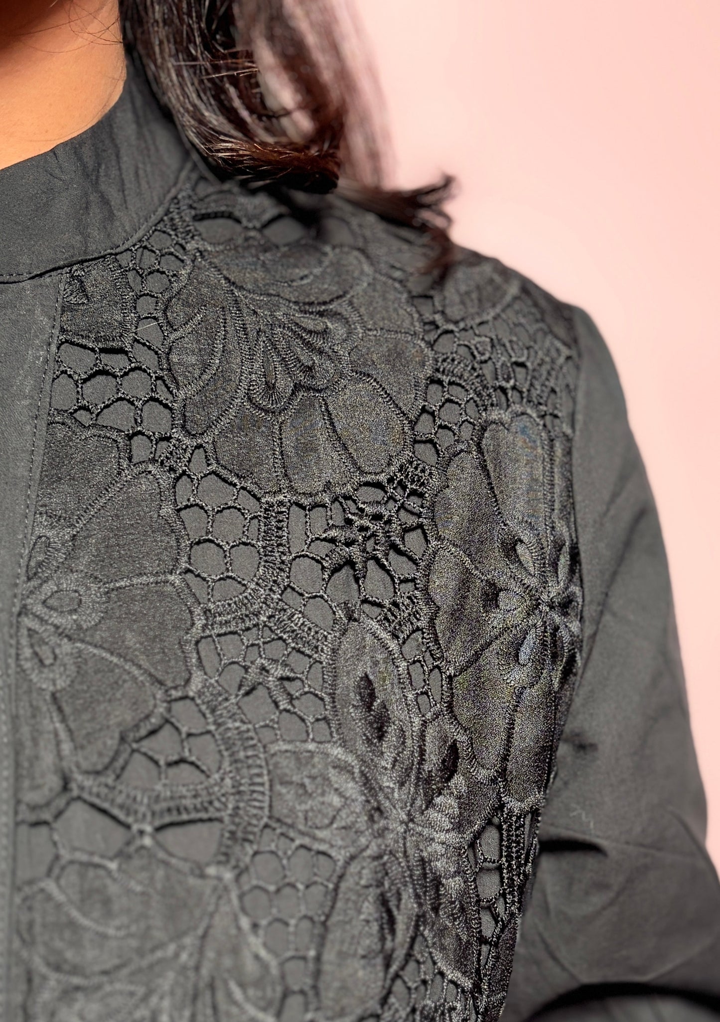 "BELLORA"- Classic Black lace detailed Shirt