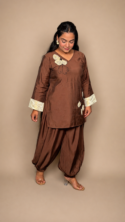 "PRISHA"- Mocha 3D Applique Co-ord Set