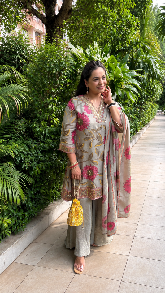 "NAAZ"- Hand-Work Sharara Luxe Suit Set
