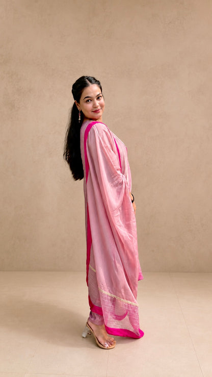 "VIRASAT"- Blush Rose Pink Luxe Suit Set