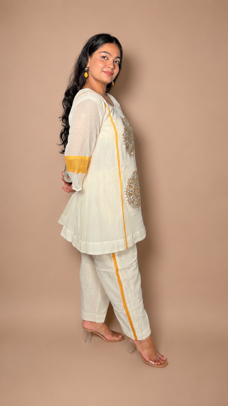 "TRISHA"- Ivory Gold Mandala Co-Ord Set