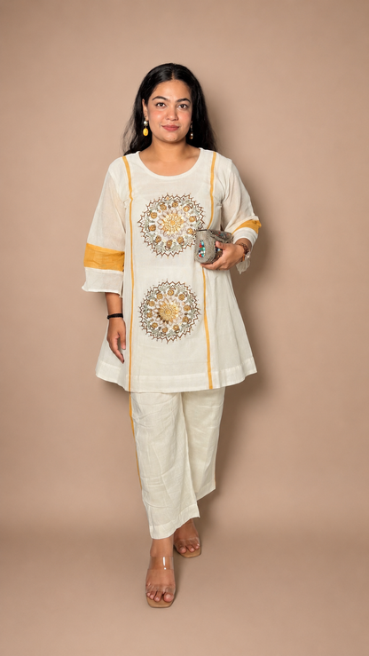 "TRISHA"- Ivory Gold Mandala Co-Ord Set