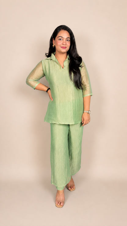 "SHARVANI"- Sage Mist Designer Co-Ord Set