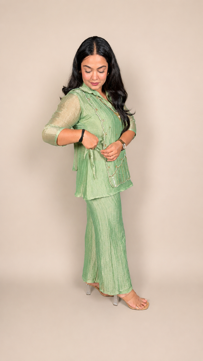 "SHARVANI"- Sage Mist Designer Co-Ord Set