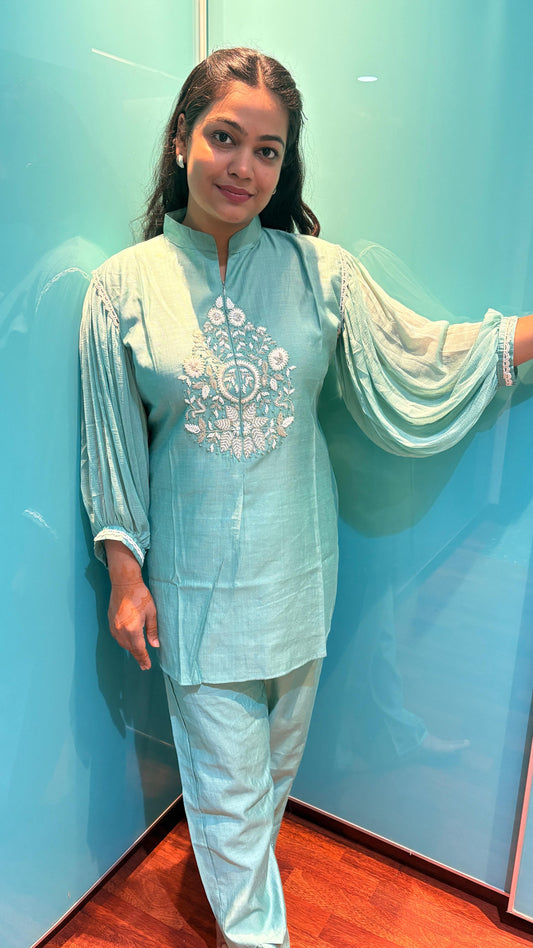 "SANVI"- Turquoise Blue CO-ord Set