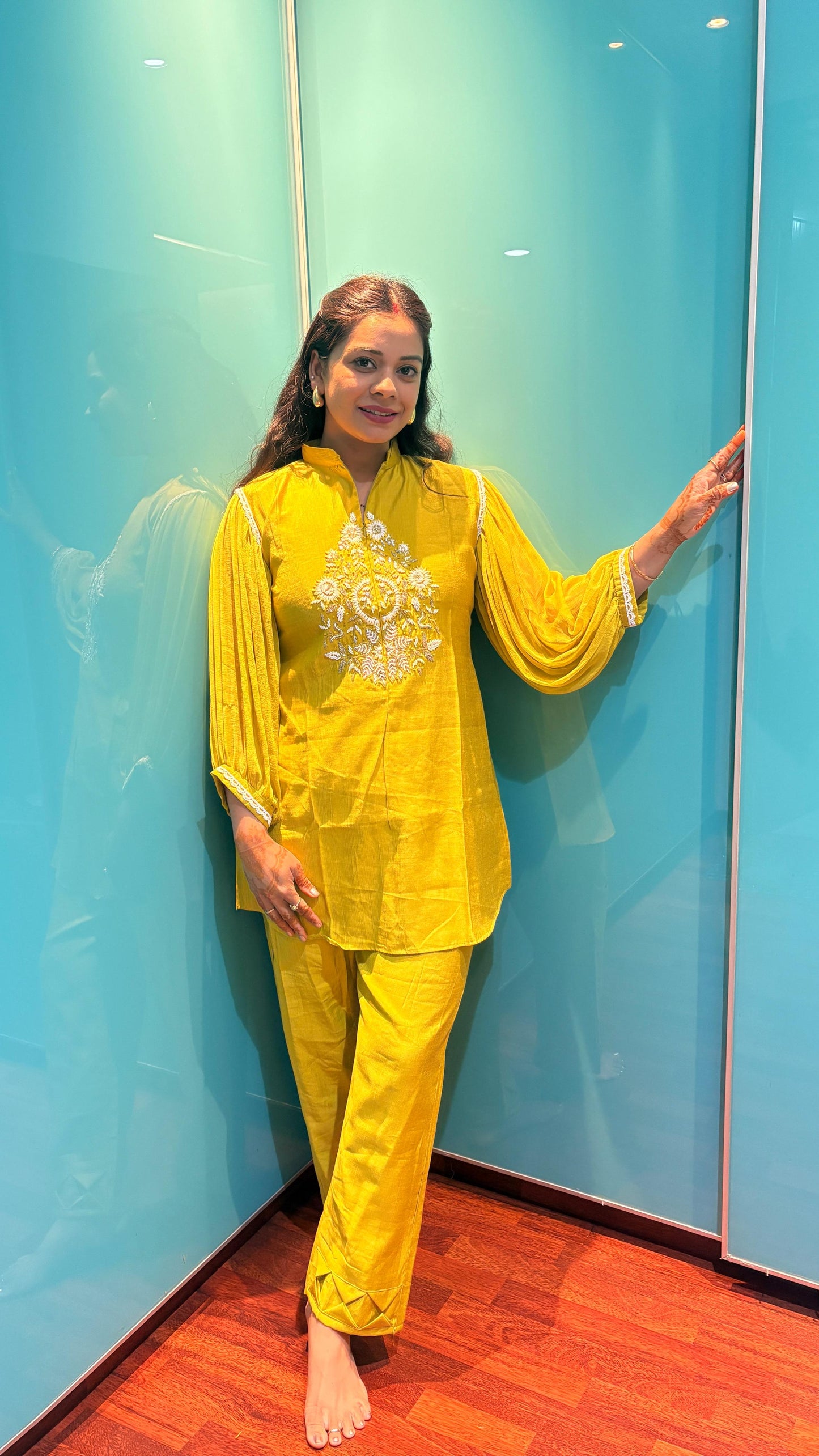 "TANVI"-  Lime Yellow CO-ord Set