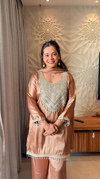 "ZERINA"- Bronze Gold Festive Suit Set