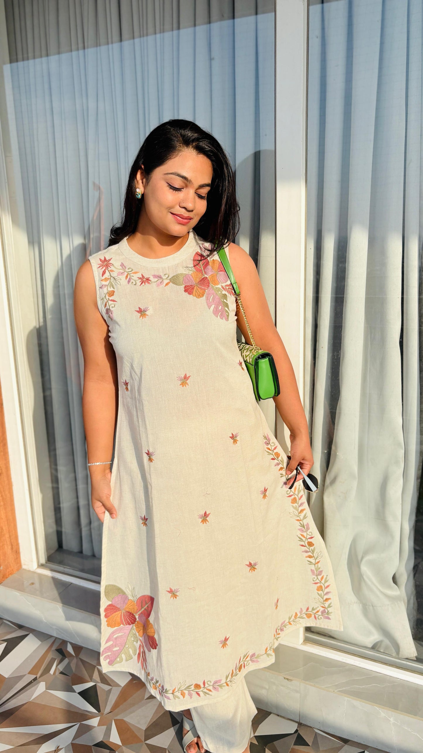 "Clara"-Off-White Embroidered Kurta Set