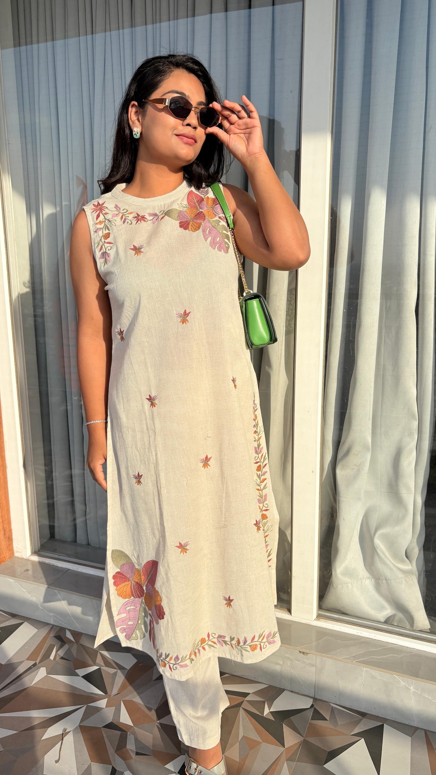 "Clara"-Off-White Embroidered Kurta Set