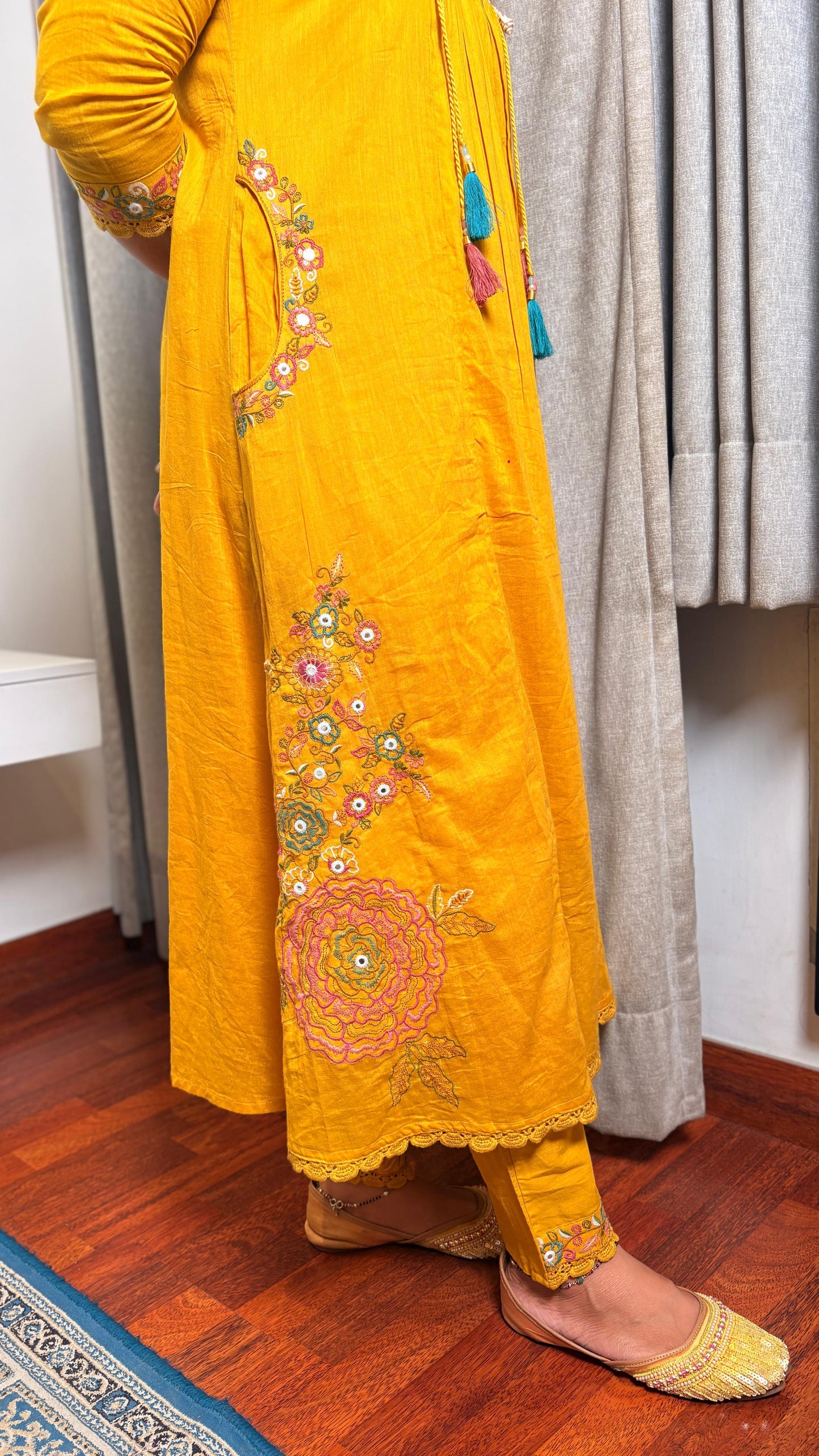 "Mysha"- Mustard Festive Kurta Set with Dupatta