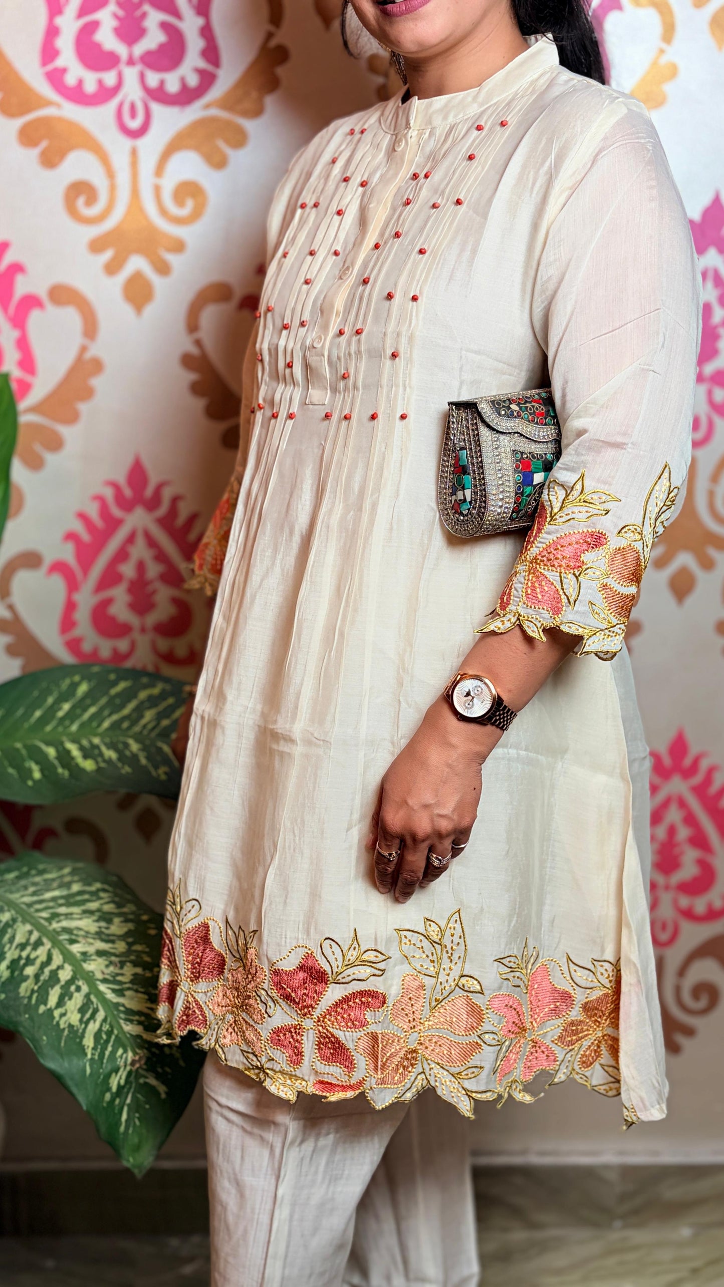 "JASMINE"- Ivory Floral Embroidered Co-ord Set