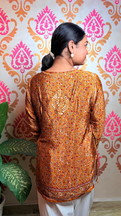"AZALEA" -Dark Mustard traditional embroidered Kurti