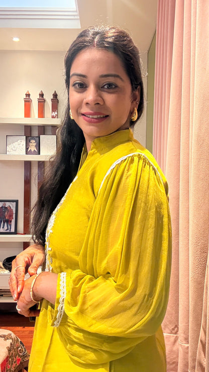 "TANVI"-  Lime Yellow CO-ord Set