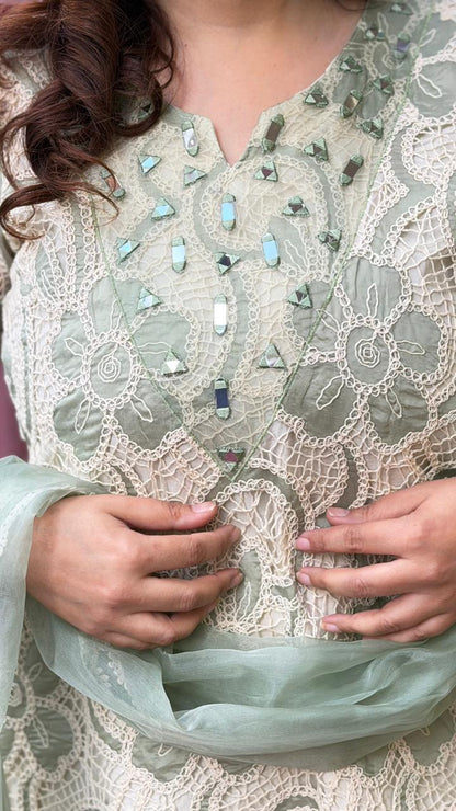 Mint Sage Green Crochet Suit Set