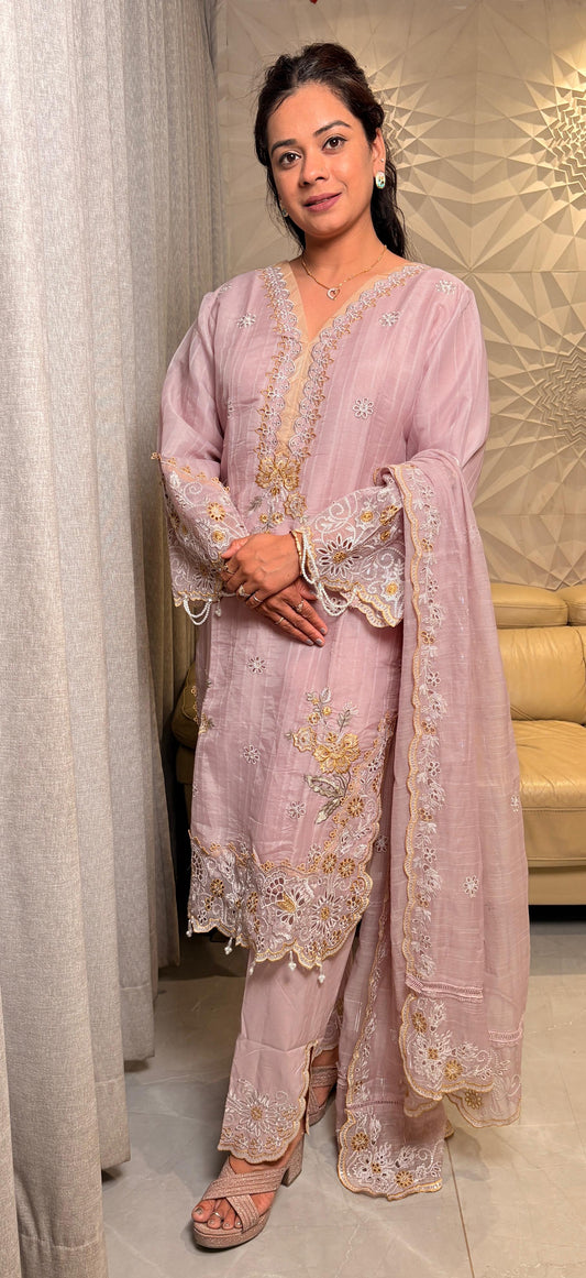 "INARA" -Dusty Rose Pakistani Suit Set