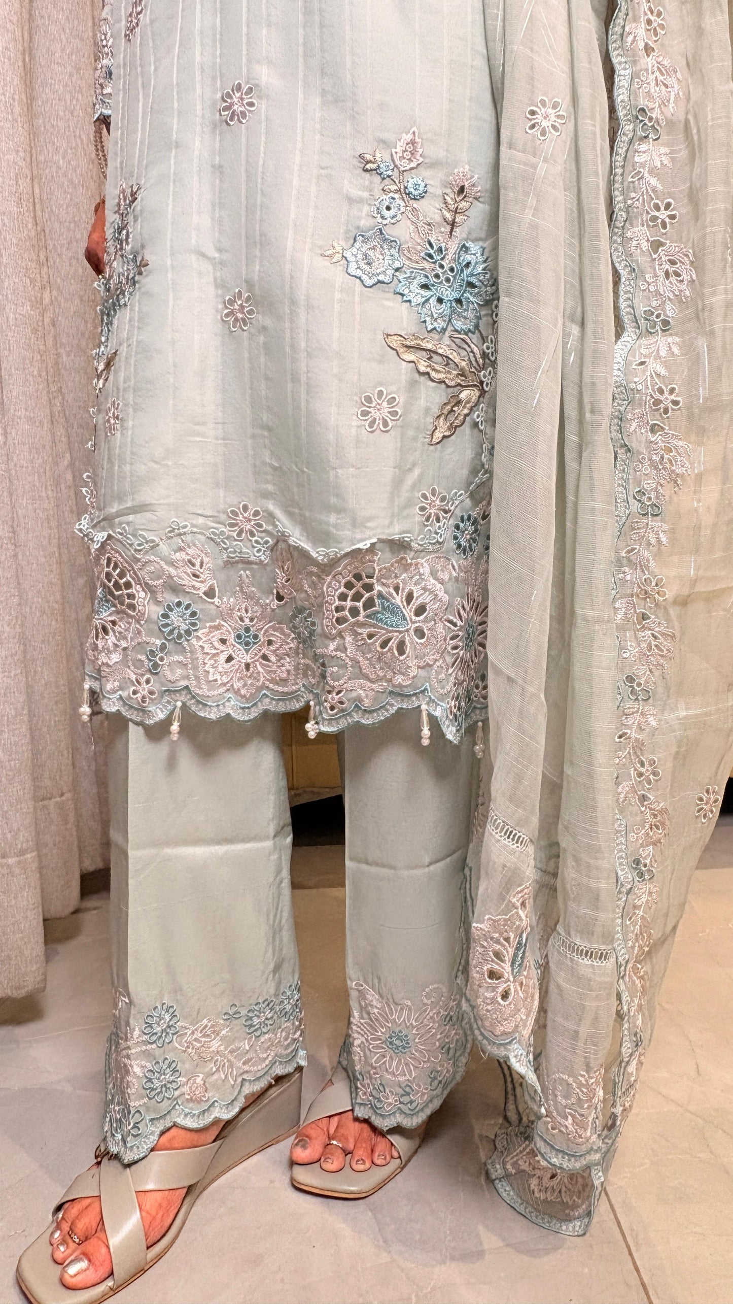 "ELARA"- Powder Blue Pakistani Suit Set