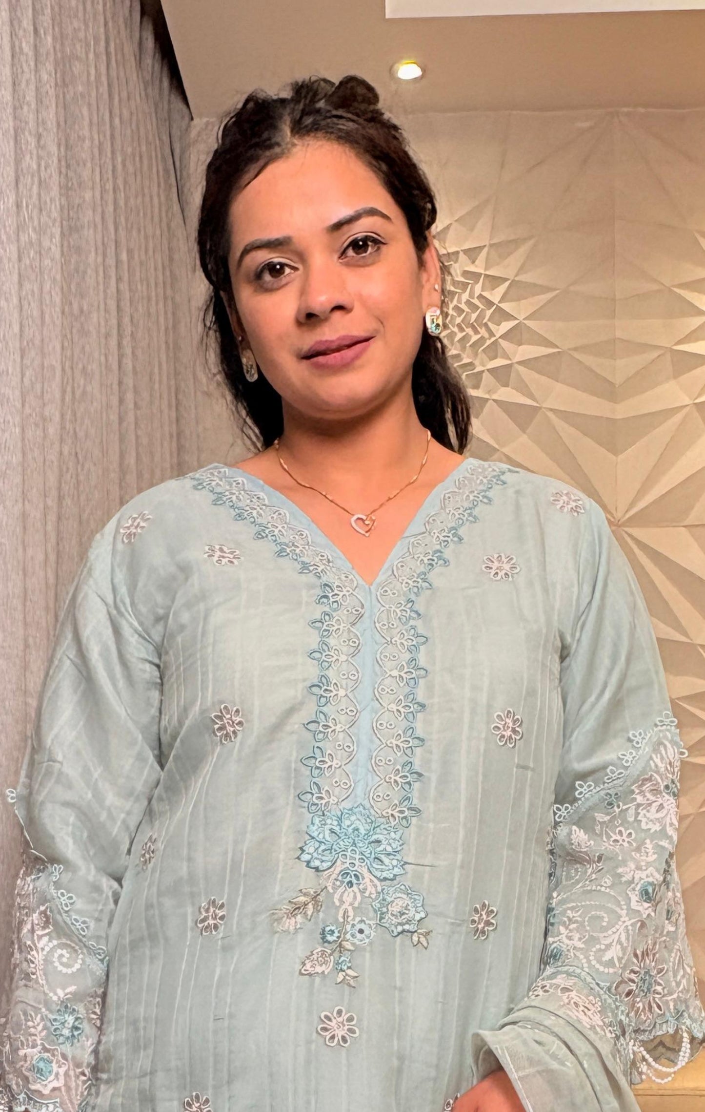 "ELARA"- Powder Blue Pakistani Suit Set