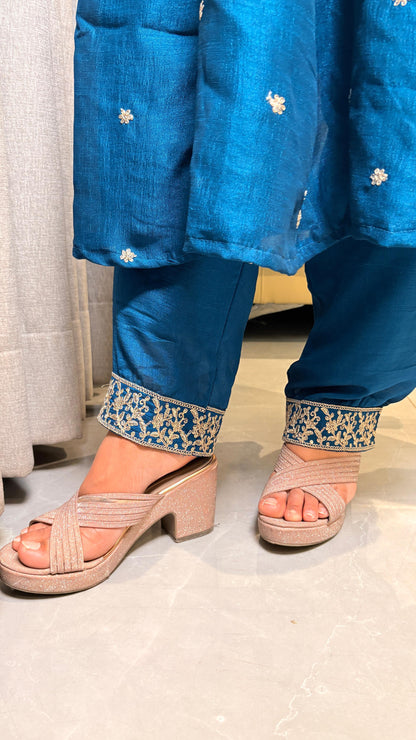 "AMAIRA"- Teal Blue Anarkali Set