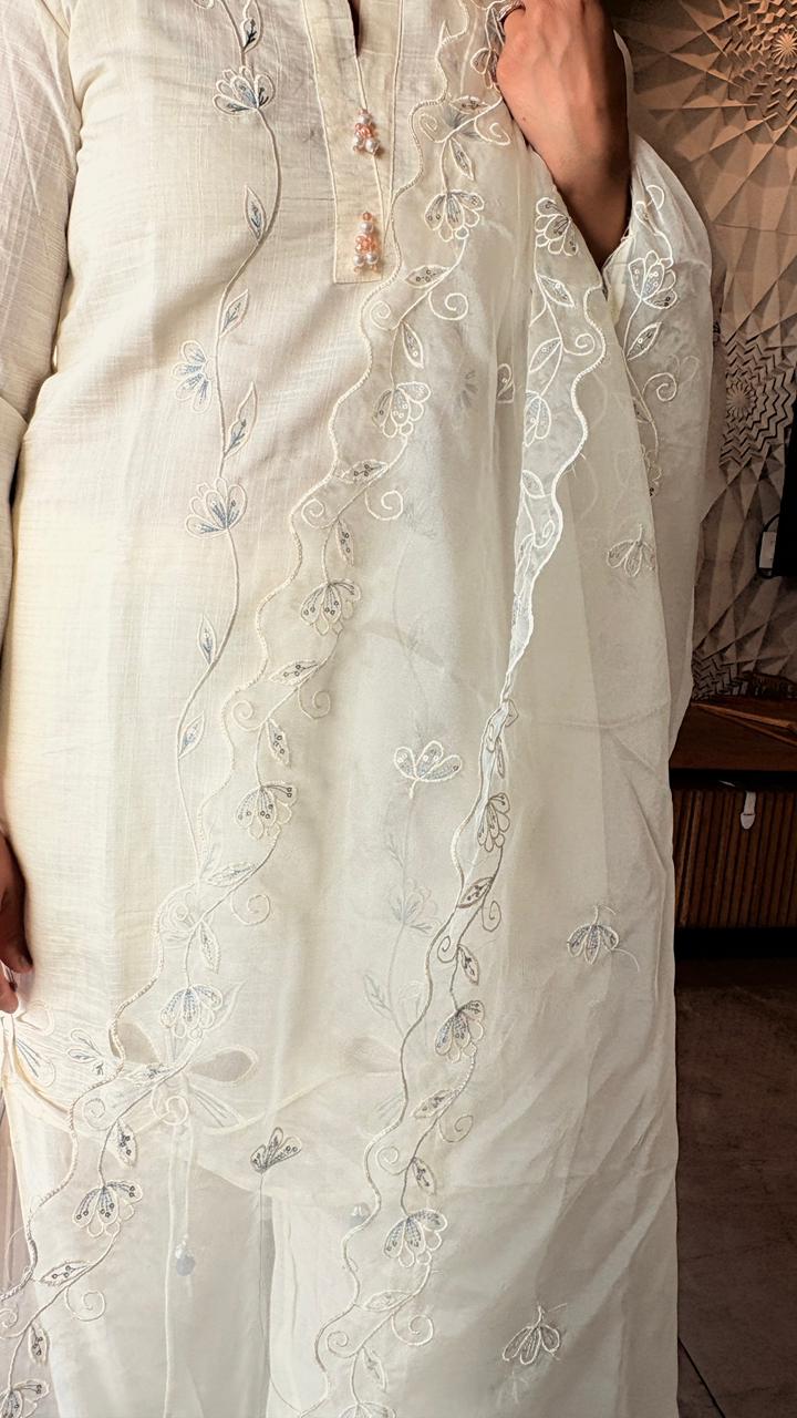 "AURELIA"- Soft Ivory & Powder Blue Lace Suit Set