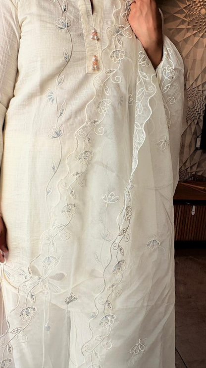 "AURELIA"- Soft Ivory & Powder Blue Lace Suit Set